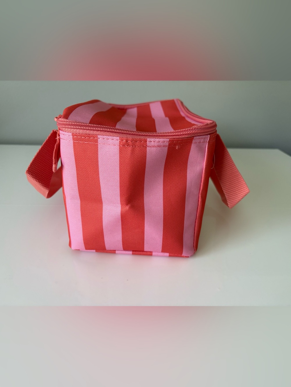 Trader Joe's mini coral Striped Insulated Lunch Bag - Picture 3 of 4